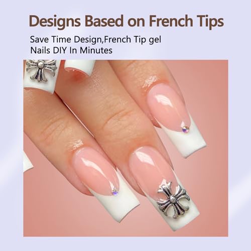 Misssix French Gel Nail Tips, 240Pcs French Tip Press on Nails Long Square Pink, No Need to File Tips Pre-lasting, Fake Nails for Nail Art DIY 15 Sizes