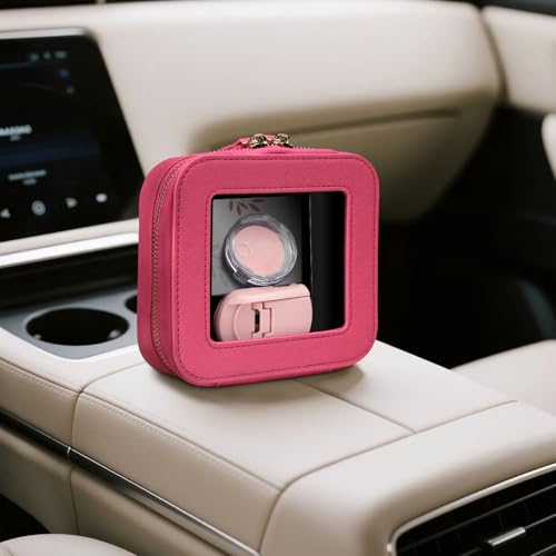 Small Clear Makeup Bag Travel Cosmetic Case, Portable Make Up Organizer Traveling Compact Car Bag for Essentials Transparent Toiletry Bag with Zipper