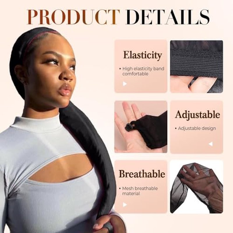 Breathable Hair Weave Sleeve for Locs with Drawstring ? Extra Long Stretchy Wig Cap for Black Women, Faux Locs, Protective Styles & Bun ? Fashionable & Comfortable Design (Black)