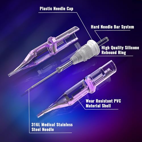 Tattoo Needles 10pcs Assorted Standard Size 9RL Disposable Tattoo Cartridge Needles with Membrane Round Liner Cartridges for Rotary Tattoo Pen Machine Gun Tattoo Supplies