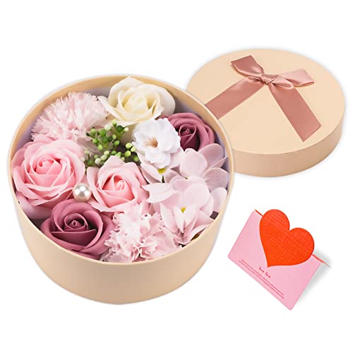 Little World Bath Soap - Floral Scented Rose Soap Petals Body in Flower Box for Women, Plant, Essential Oil Set for Birthday, Valentine¡¯s Day, Thanksgiving Day, Christmas (Pink)