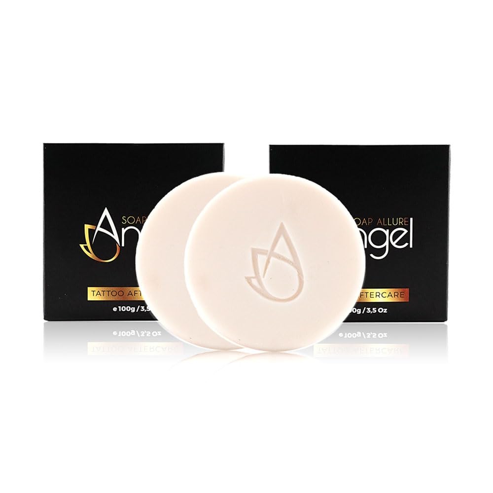 Angel Soap Allure Tattoo Aftercare - Organic Cleansing Soap Bar - Vegan Soap Bar for Tattoos, Piercings, and PMU, Neutral Soap with Aloe, Dragons Blood and Centella Asiatica (Pack of 2)