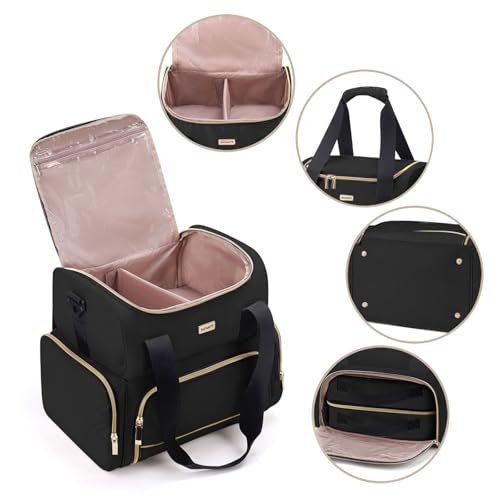 Large Makeup Travel Cosmetic Bag with 2 Removable Case, Double Layer Big Travel Make Up Organizer Case, Toiletry Bag for Women, Train Cases Bags