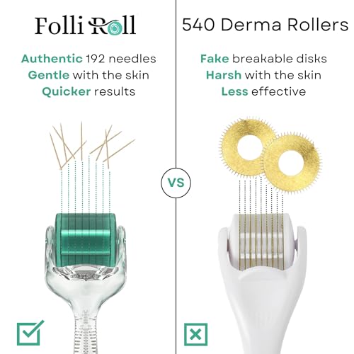 Derma Roller for HAIR and SKIN - for Face and Scalp Derma Stamp, 192 Titanium Individual Microneedles | FREE Storage Case | for Men and Women (0.30mm)