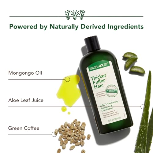 Thicker Fuller Hair 2-in-1 Thickening Shampoo and Conditioner for Men - Shampoo for Thinning Hair - Hydrating Shampoo with Aloe Leaf Juice - 12 oz.