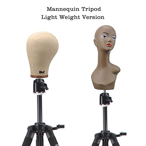 GEXWORLDWIDE GEX 55" Mannequin Tripod Stand Canvas Block Training Doll Manikin Head Wig Stand for Cosmetology Hairdressing (Rose Gold)