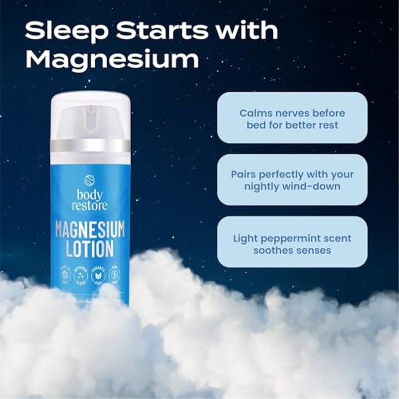Body Restore Magnesium Lotion with Arnica & MSM - Christmas Stocking Stuffers, White Elephant, Sleep Support, Muscle & Joint Relief, Birthday Gifts for Women, Men, Travel Essentials - Peppermint