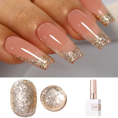 Double Rhythm 15ML Glitter Gel Polish Shimmer Reflective Holographic Color Magnetic for Nail Art Salon DIY at Home (B1117)