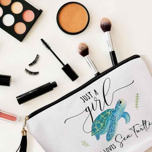 Turtle Sea Turtle Gifts for Women Makeup Bag, Sea Turtles Lovers Cosmetic Bags Funny Birthday Gifts for Loves Turtles Women Waterproof PU Leather Beach Bag Travel Toiletry