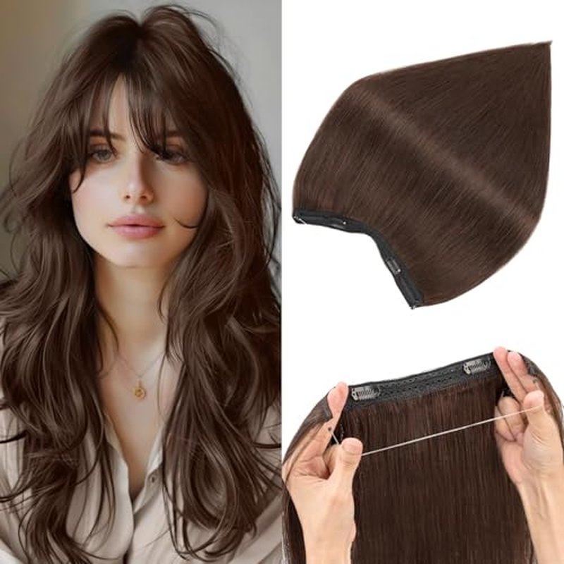 Halo Hair Extensions Real Human Hair,S-noilite Halo Hair Extensions,Halo Hair Extension for Women,100% Human Hair Halo Extensions,Halo Hair 65g/18inch 02 Dark Brown