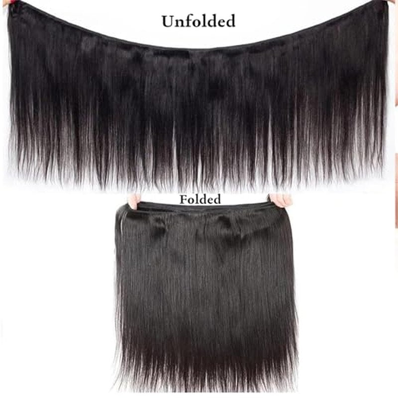 Straight Bundles Human Hair 18 20 22 24 Inch 100% Unprocessed Brazilian Virgin Hair 4 Bundles Human Hair Trippy Hair Weave Bundle Extension for Black Women Natural Color