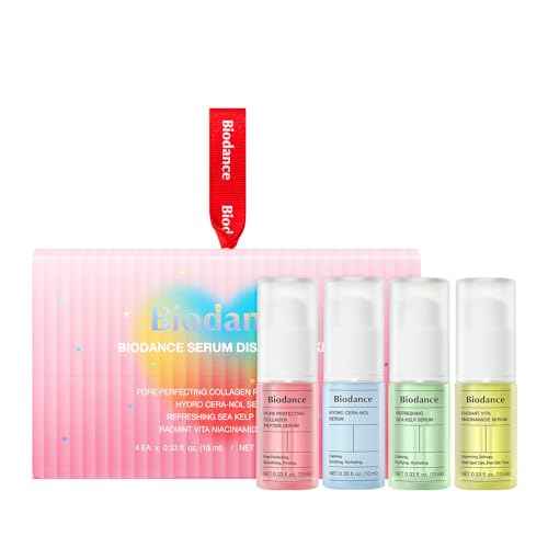 BIODANCE Serum Discovery Set: 4 Mini Serums Set, Holiday Christmas Gifts, Stocking Stuffers for teen girls, Korean Skincare with Collagen Peptide, Ceramide Panthenol, Sea Kelp, Vitamin C Niacinamide