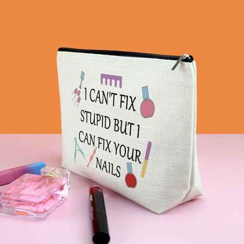 Nail Technician Gift Nail Artist Appreciation Gift for Women Makeup Bag Manicurist Gifts Graduation Gifts Cosmetic Bag Nails Lovers Present Christmas Birthday Present for Her Zipper Travel Pouch
