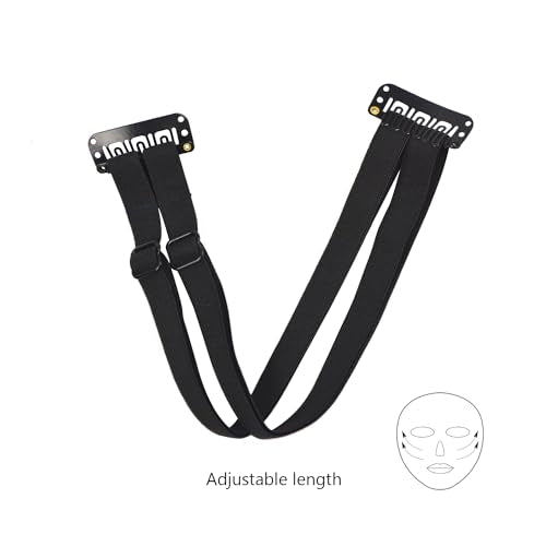 2 Pcs Facelift Bands with Clips Invisible Face Stretching Lifting Strap Adjustable Elastic Band Face Slimming Band (24cm Black Double Bands)