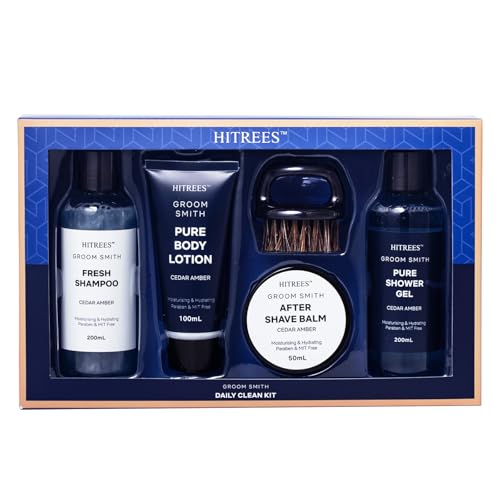 Fathers Day Gifts for Men Dad Care Package Self Care Kit, 5 Pcs Cedarwood & Amber Fragrance Spa Gifts for Man, Fathers Day Gifts, Travel Kit For Men,Mens Travel,Christmas Gift for Women