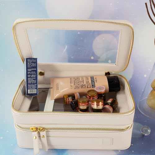 SANHECUN Clear Travel Toiletry bag Toiletry Case Carry on Travel Accessories Bag Makeup Bag(White, SHC-TL-2)