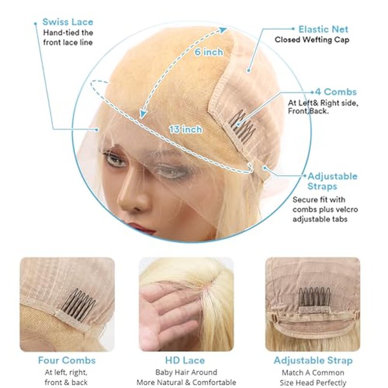 613 Lace Front Wig Human Hair 613 Blonde Deep Wave 13x6 HD Transparent Lace Front Wig Human Hair Pre Plucked Blonde Wig Human Hair with Baby Hair 180% Density for Women(20inches 613 13x6 Wig)