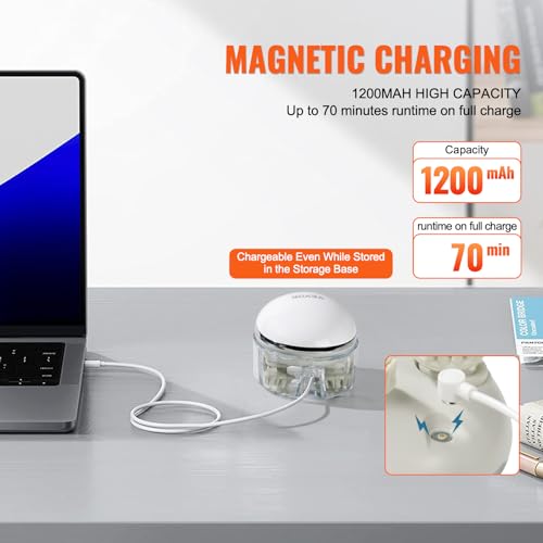 VEVOR Electric Scalp Massager with Heat, Rechargeable Heated Head Massager, IPX7 Waterproof | Portable Kneading Scalp Scratcher with 8 Removable Massage Head for Hair Growth, Deep Clean, Stress Relax