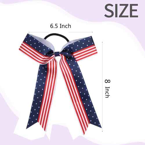 Hipcheer 20pcs Collegiate Style Cheer Bows for Girls, Long Tail Skinny Cheer Bow Ponytail Holder Handmade Bows for Girls Teens Softball Cheerleader Sports (Red Blue)