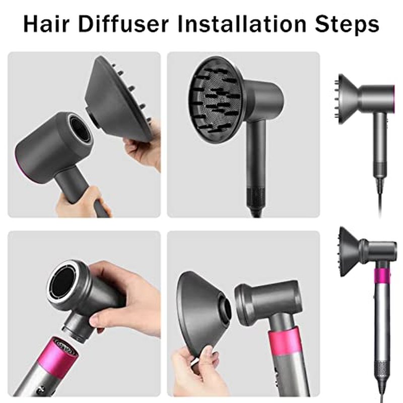 Hair Diffuser Attachment Nozzles for Dyson Supersonic Hair Dryer HD01 HD02 HD03 HD04 HD08 HD15 Tools Accessaries Parts, Black