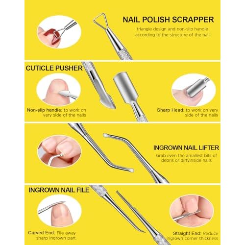 MORGLES Nail File and Buffer Blocks with Nail Care Kit, 13 Pcs Manicure Kit for Women with Milk and Honey Cuticle Oil and Cuticle Trimmer Set