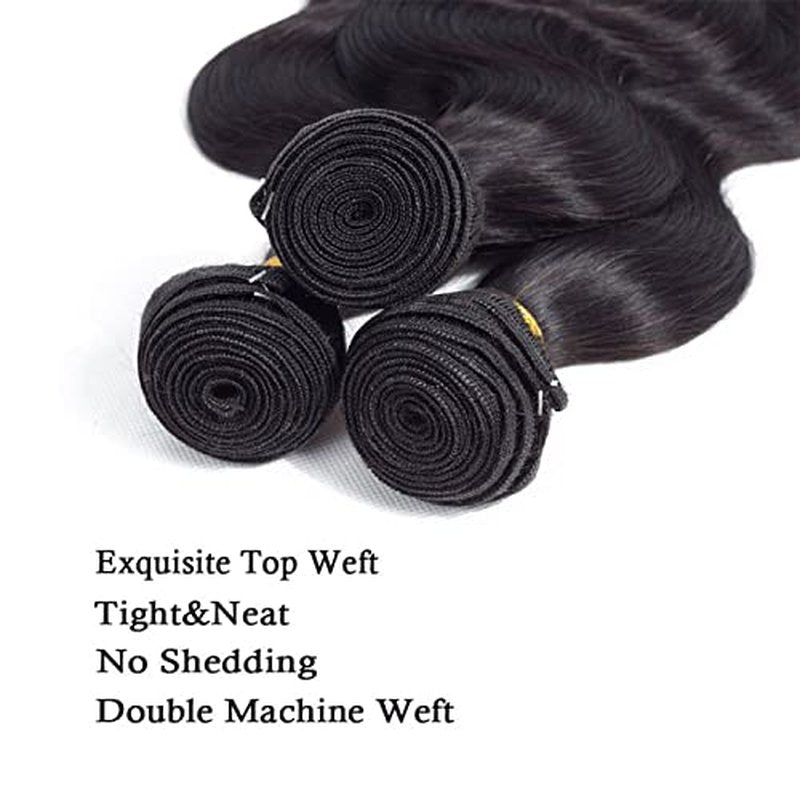 26 28 30 Inch Bundles Human Hair Color 1B Body Wave Bundles Mixed Length Peruvian Virgin Black Body Wave Bundle Hair Weave