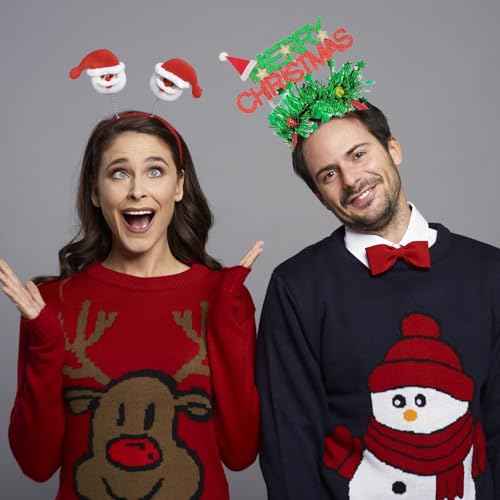 Merry Christmas Headbands Christmas Hat Hair Band Xmas Headdress, Snow White Headbands Xmas Hair Hoop Red Green Head Bopper, Santa Headpieces Princess Headwear For Women Girls