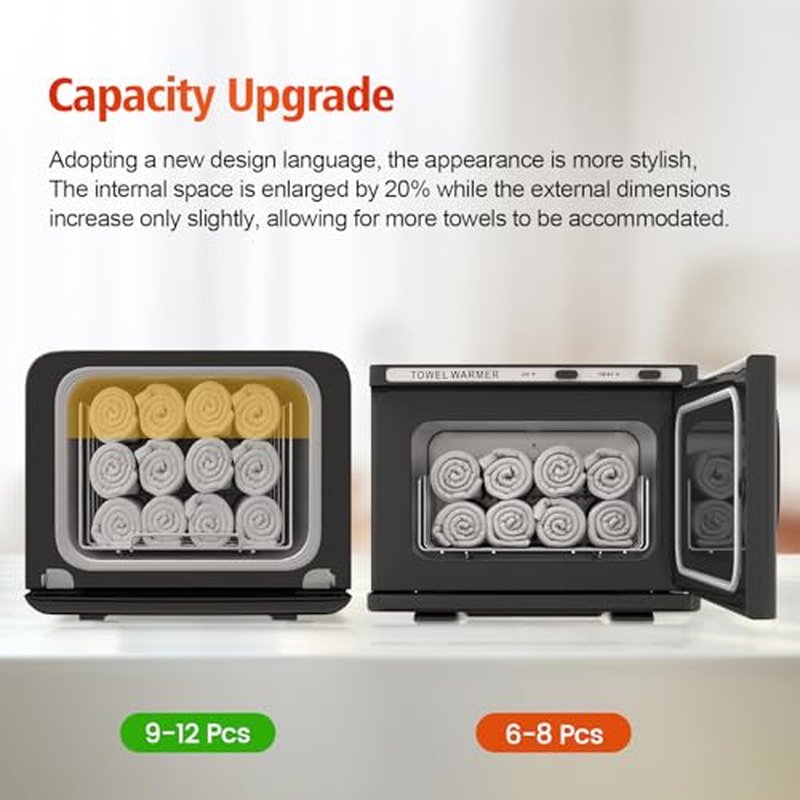 Towel Warmer Cabinet, 8.5L Professional Small Hot Towel Warmer Heating Use for SPA, Massage, Salon, Barber and Home - Black