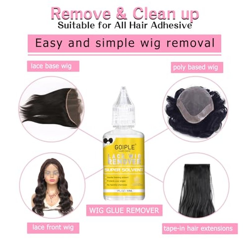 Wig Glue for Lace Front Wigs Lace Glue for Wig, Strong Hold Lace Glue for Lace Front Wig Lace Adhesive Hair Replacement with Remover, Wig Band, Hair Wax Stick, Edge Control Wig Installation Kit(10pcs)