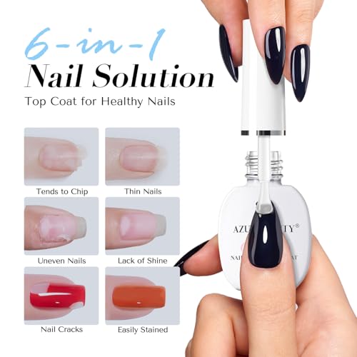 AZUREBEAUTY Natural Top Coat Nail Polish ? Clear, Quick Dry, Long Lasting, Glossy Shine, Air Dry Formula, Smooth Finish, Nail Lacquer for Manicure & Nail Art, Salon-Quality