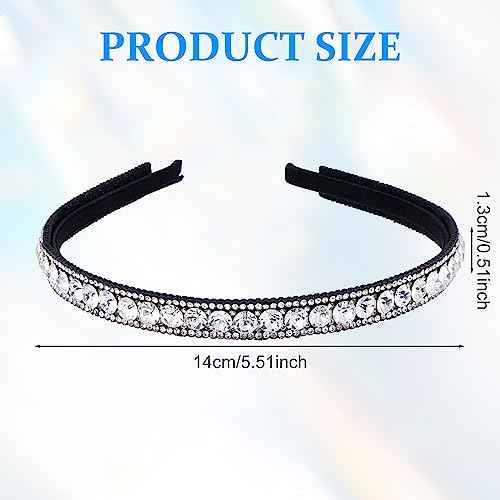 2 Pack Non-Slip Rhinestone Headbands for Women, Sparkling Crystal Hair Bands for Bridal Wedding, Bling Diamond Hair styling Clips Accessories for Girls- Black & White