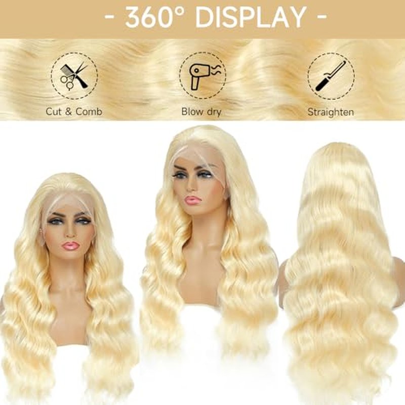 30 Inch 613 Lace Front Wig Human Hair 200% Density Blonde Wig Human Hair 13x6 Body Wave HD Lace Front Wigs Human Hair Pre Plucked Glueless Blonde Human hair Wig