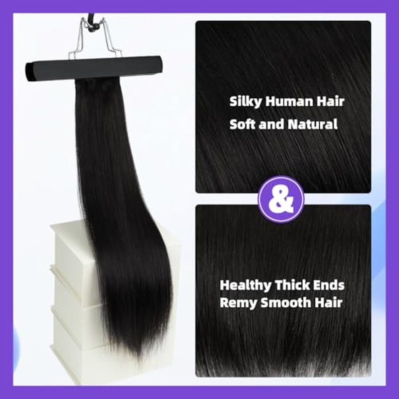 22 Inch Human Hair Ponytail 90g Long Wrap Around Ponytail Natural Black Real Hair Ponytail Extension for Women(22inch,Natural Black)