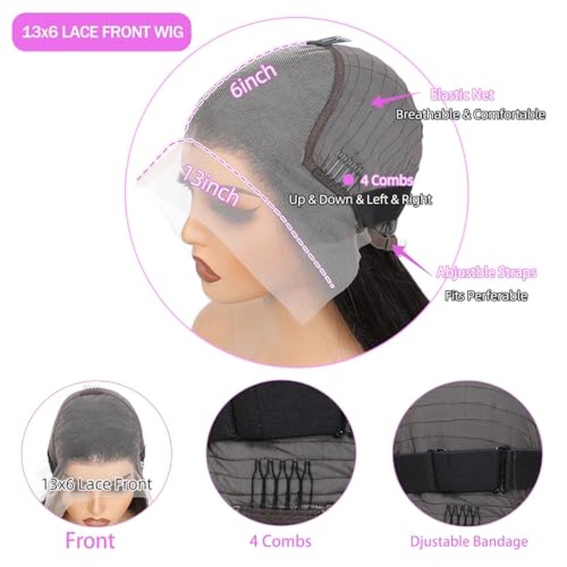 Lace Frontal Wigs Straight Hd 13x6 Lace Front Wigs Human Hair Pre Plucked 100 Percent Human Hair Wigs for Women Natural Color 22inch