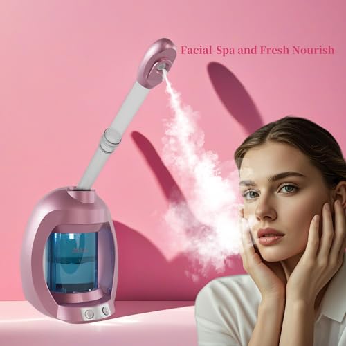 Facial Steamer, Nano Ionic Face Steamer for Facial Deep Cleaning, Pink Hair Steamer Facial Steamer Professional, Facial Steamers for Home Facial Spa.
