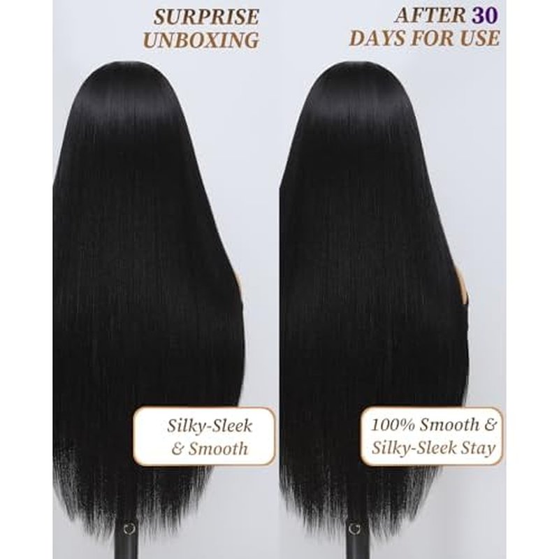 Latasha 13x6 Synthetic Lace Front Wig for Black Women Straight HD Lace Frontal Wigs Pre Plucked Wear and Go Glueless Wigs for White Women 28 inch Long Black Wig (Off Black 1B)