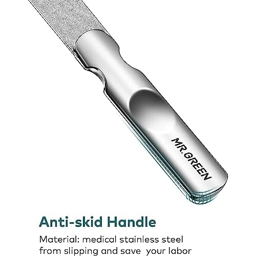 Stainless Steel Nail File with Anti-Slip Handle and Leather Case, Double Sided and Files Nails Easily for Men and Woman