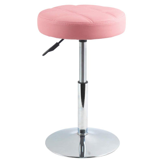 FURWOO Adjustable Pink Short Round Shop Stool, Padded Spa Stool, Ideal for Salon, Manicure, Small