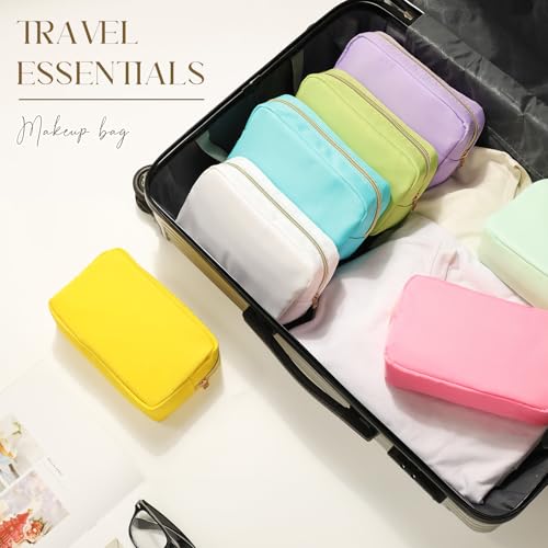 Sweetude 10 Pieces Nylon Makeup Bag Cosmetic Bags for Women Reusable Makeup Organizer Bag Cosmetic Travel Bag Big Capacity Toiletry Travel Organizer with Zipper (Macaron Color)