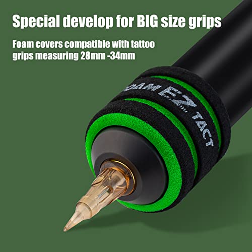 EZ 12pcs TACT Disposable Foam Tattoo Grip Covers Plus Size 28mm to 34mm for Wireless Battery Rotary Tattoo Pen Machine