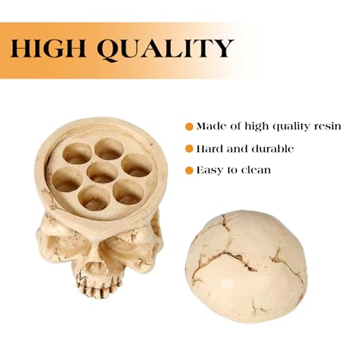 TATTOO INK CUP HOLDER - Ruicoo 2Pcs Hard Resin Skull Tattoo Ink Cup Holder 7 Holes Tattoo Pigment Ink Cup Holder Stand for Tattoo Supplies Permanent Makeup Tattoo Kit Tattoo Accessories