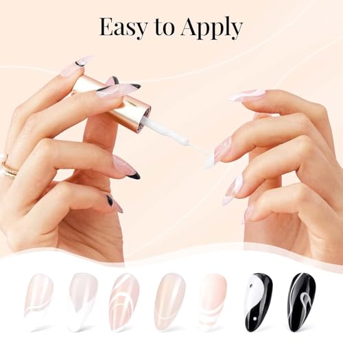 beetles Gel Polish Swirl Nail Art White Gel Liner Nail Polish 1 pcs 7ml Classic White Color Nails Art Paint for Thin French Tip Line Soak off Uv Lamp Manicure Salon