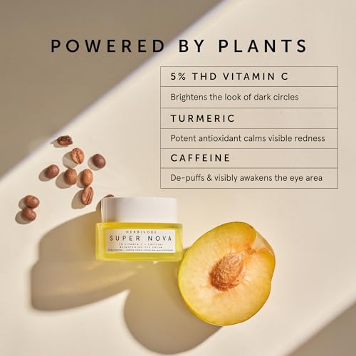 HERBIVORE Super Nova 5% THD Vitamin C + Caffeine Brightening Eye Cream | Targets Dark Circles & Puffiness | Vegan, Plant-Based, Cruelty-Free,15 mL / 0.5 oz