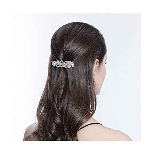 EVER FAITH Silver-Tone Austrian Crystal CZ Art Deco Flower Tear Drop Hair Barrette Clip Clear