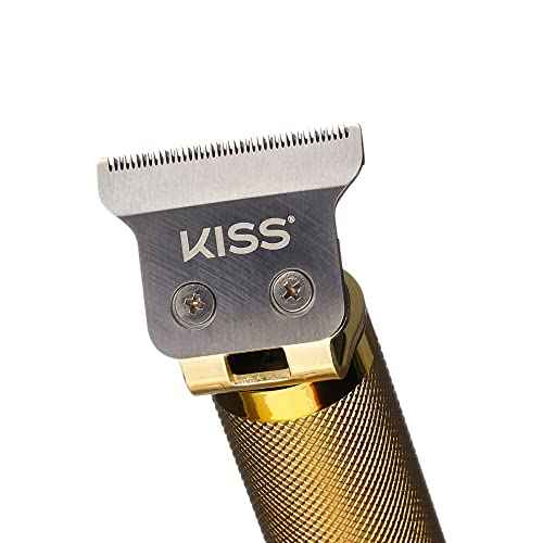 KISS Precision Blade Cordless Trimmer with Stainless Steel T-Blade, Powerful High-Torque, High-Speed Motor, 3 Blade Guard Attachments & Blade Cover, USB Cable & Long-Lasting Lithium Ion Battery