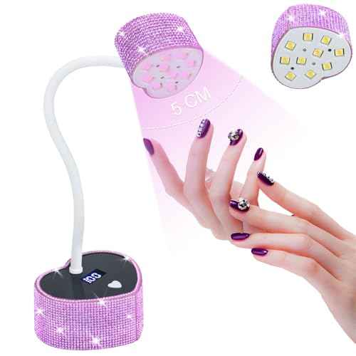 UV Nail Lamp,30W Rechargeable Gel Lamp Mini Cordless UV Light with 2 Timers & Auto Sensor,LED Fast Curing Goosenecks Gel Nail Polish Lamp for Home DIY Manicure (Purple Diamond)