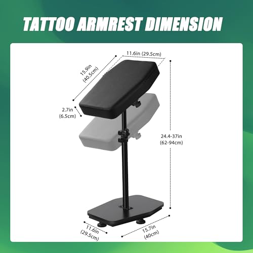 Black Tattoo Armrest Stand Adjustable Height, Professional Design and Sturdy Base