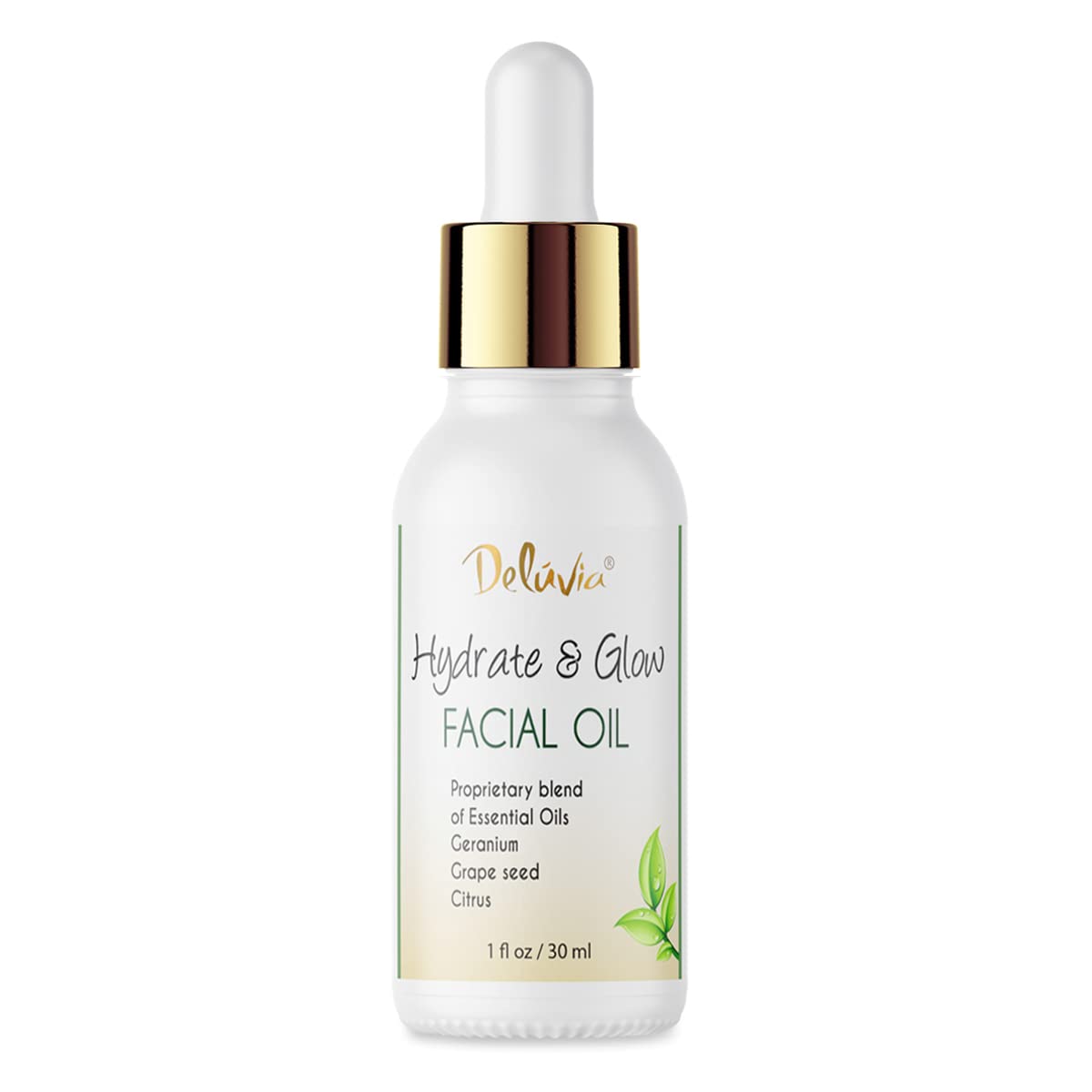 Deluvia Hydrate & Glow Facial Oil, Essential Oils for Dry Skin, Good for Sensitive Skin, Deep Moisturizer, Skin Care by Deluvia