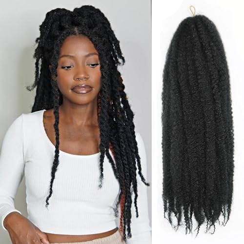 Vustbeauty Marley Twist Braiding Hair 24 Inch Marley Twist Hair Long Cuban Twist Hair 8 Packs Afro Kinky Curly Twist Crochet Hair Synthetic Marley Hair Extensions (24 Inch 8packs, 1B)