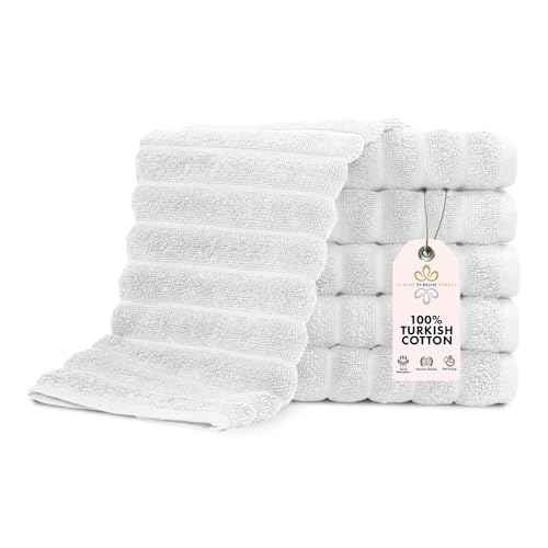 Classic Turkish Towels CTT Luxurious 100% Turkish Cotton Washcloths 6 Pack, Highly Absorbent & Quick Dry, Face Towels Wash Cloths for Hotel, Spa & Gym | 13"x13" (Platinum)